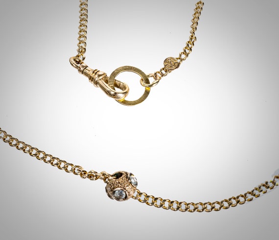 Victorian 14k chain & slide with 4 diamonds neckl… - image 2