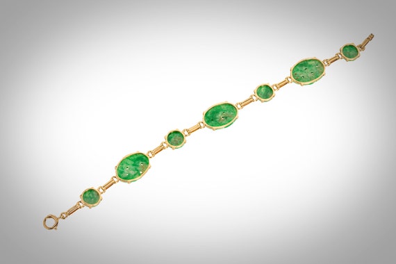 14k green jade links bracelet - image 3