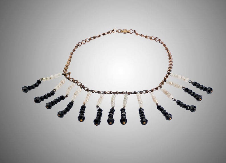 Antique Egyptian Revival glass beaded necklace