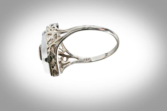 Art Deco 14k diamond camphor glass ring - image 5