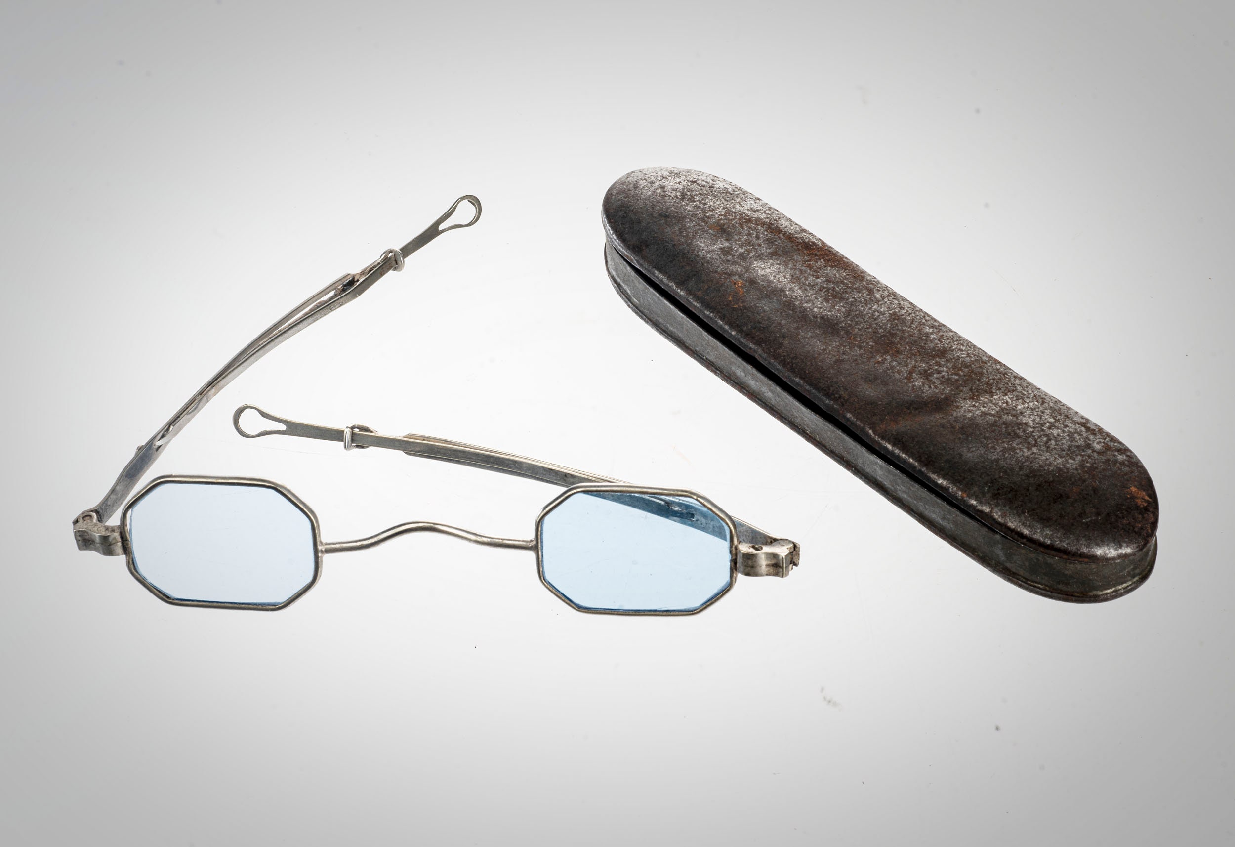 1800s USA Coin Silver 一山 Reading Glasses Coin Silver Sliding Temple Eyeglasses Spectacles Sunglasses Early