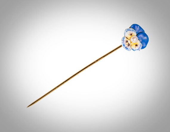 14k enamel & pearl pansy stick pin Larter
