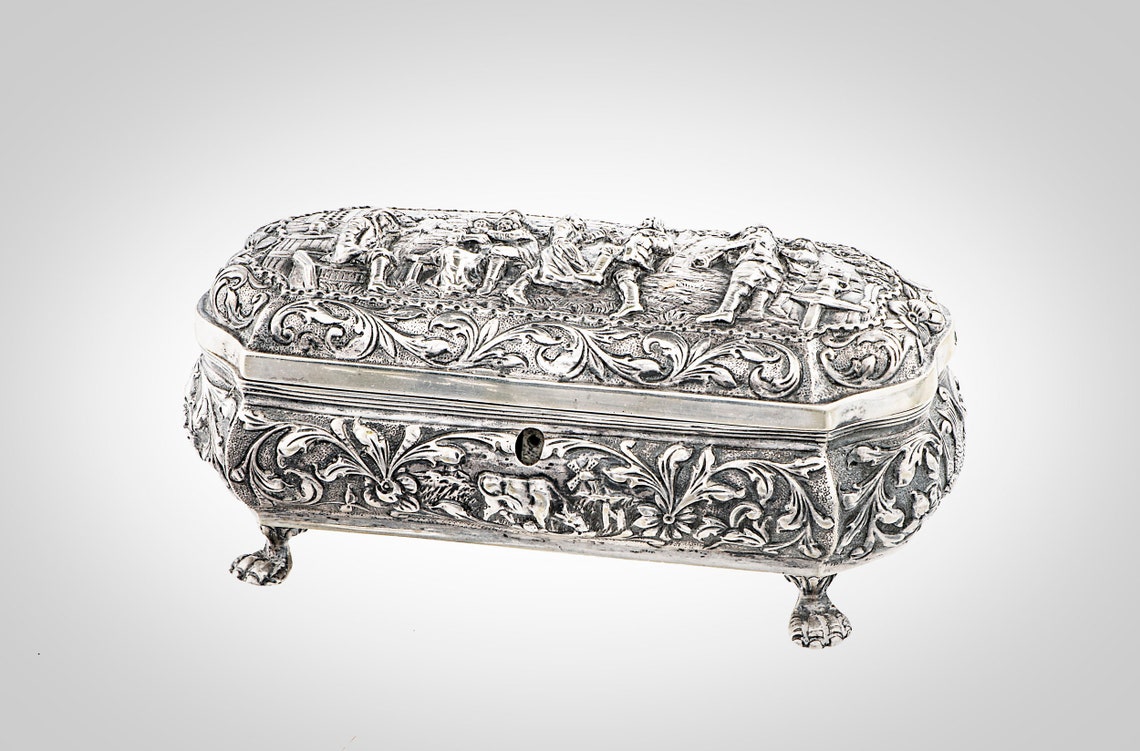 Silver Repousse Footed Casket Germany 19th Century - Etsy