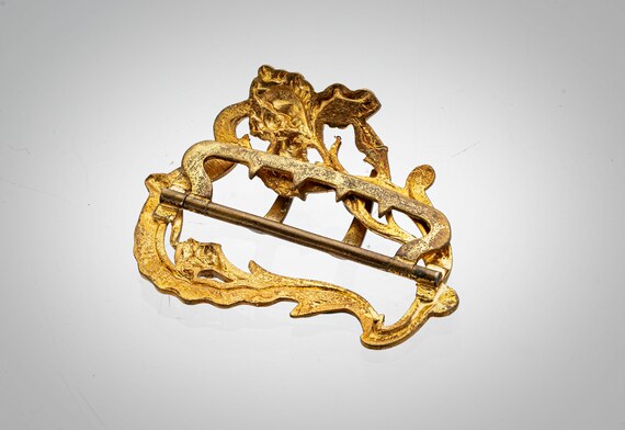 Art Nouveau  enameled floral gilt brass sash buck… - image 4
