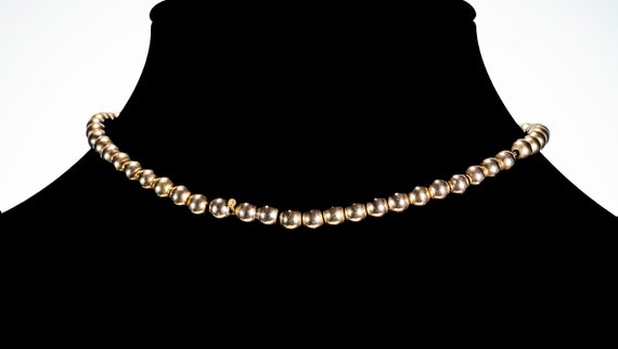 Antique 14k gold balls choker necklace - image 3