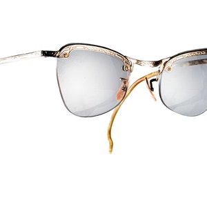 cat eyed eyeglasses spectacles mid century gold filled half framed