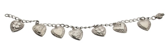 sterling silver puffy hearts charm bracelet - image 2