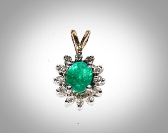 14k green tourmaline & diamond pendant