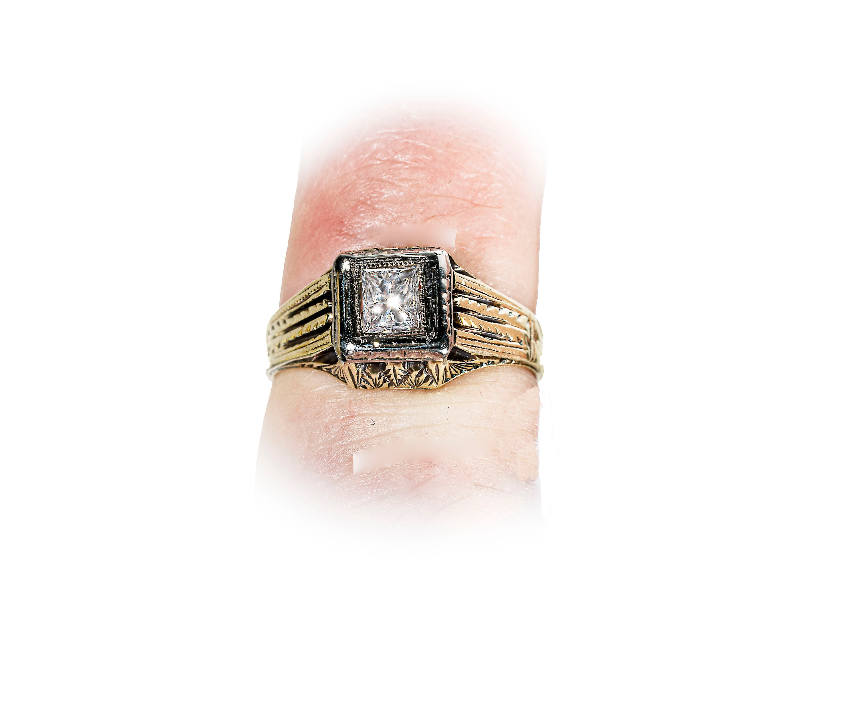 1920s Art Deco Onyx and 0.05 Ct. Diamond 14k Hallmarked