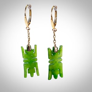 14k green jade earrings