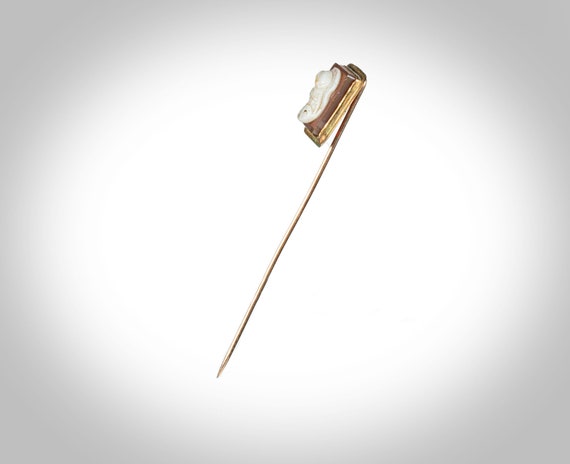 Victorian 10k hardstone cameo stick pin - image 6