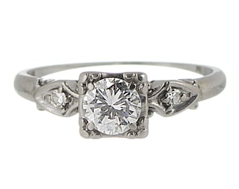 Mid-Century diamond ring 18k white gold .55 carat