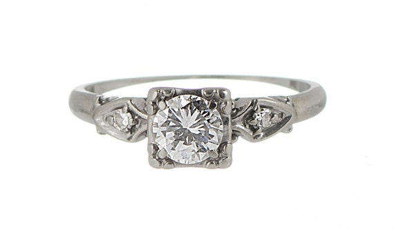 Mid-Century diamond ring 18k white gold .55 carat - image 1