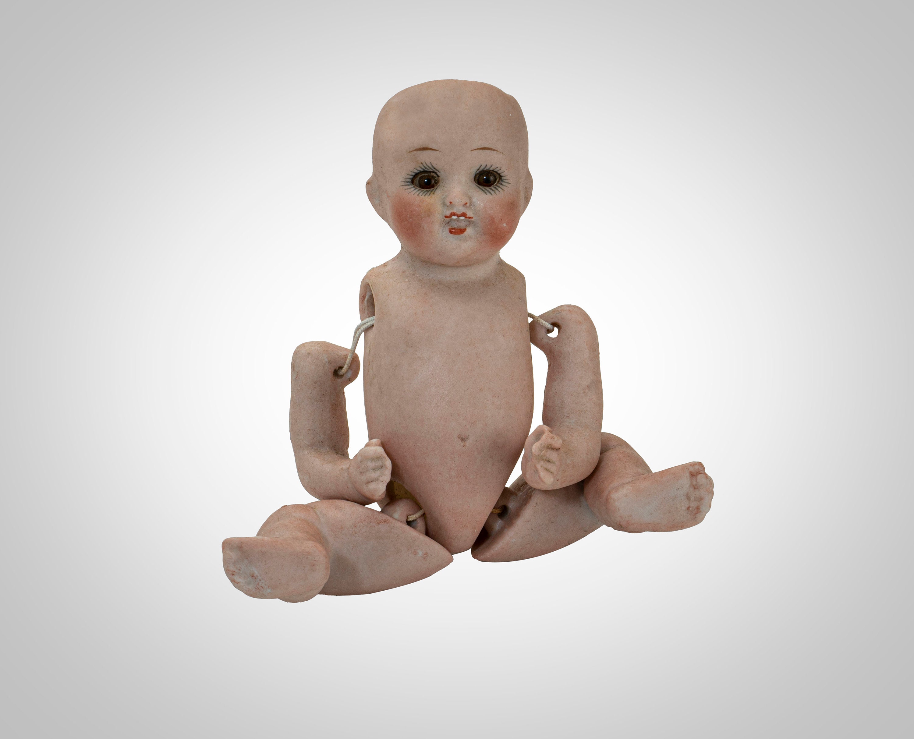 * antique baby doll ୨୧ * 小さな陶器製 の女の子 Two Vintage Sitting Cute Tiny Little Girl Porcelain Dolls 3