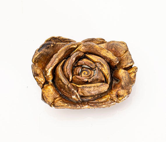 Large rose brooch signed Sterling Button Co, NY