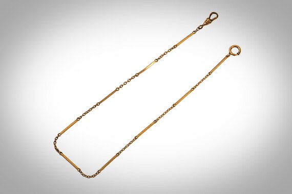 Antique Art Deco yellow gold fill watch chain 13 … - image 2