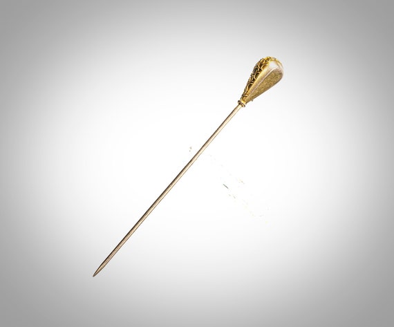 Victorian Etruscan 14k with diamond stick pin - image 5