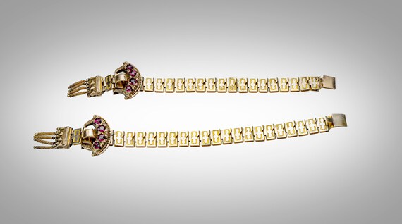 Victorian pair of 14k & tourmaline baby bracelets - image 1