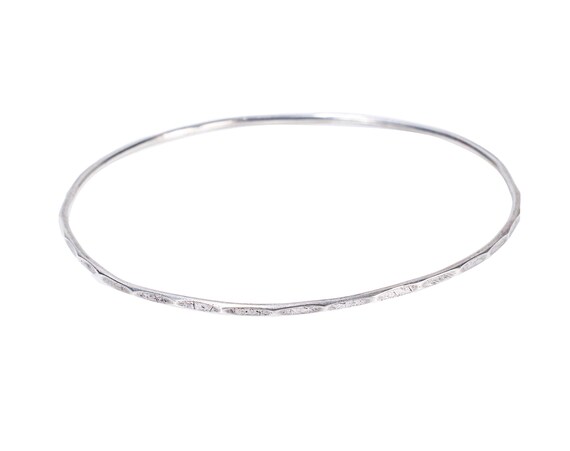 sterling bangle with hammered pattern - image 3