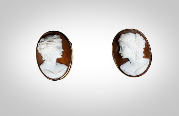 14k shell cameo earrings - image 1