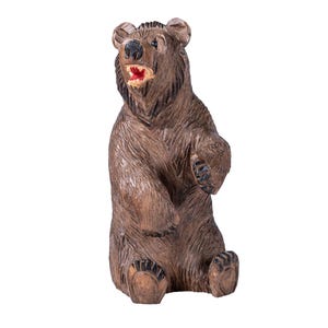 finely detailed seated Black Forest bear wood carving