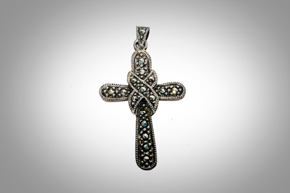 sterling silver cross with marcasite - image 1