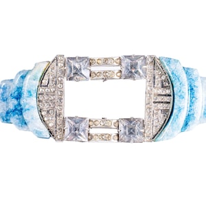 Czech Art Deco glass & rhinestone buckle shape