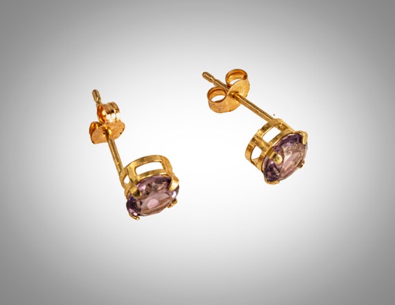 10k amethyst stud earrings 4.8 mm - image 2
