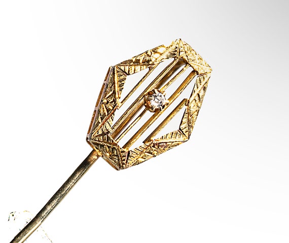 Art Deco 14k with diamond stick pin - image 1