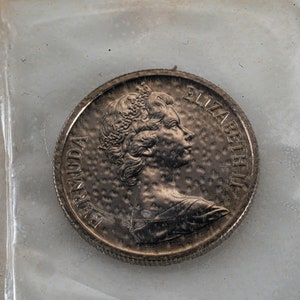 Pu&ograve; includere: Moneta d'argento con un profilo della regina Elisabetta II e il testo "BERMUDA" e "ELIZABETH II".