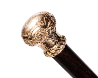 Fancy gold top hardwood shaft monogrammed walking stick cane