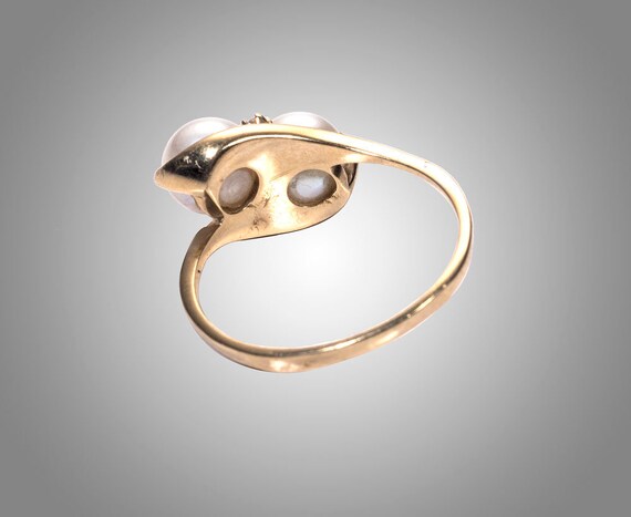 14k Diamonds pearls mid century ring - image 4