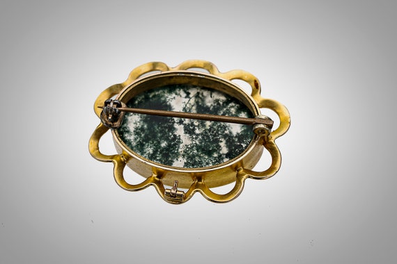 moss agate brooch in 14k setting - image 4