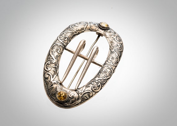 large sterling and citrine stones sash buckle for… - image 2