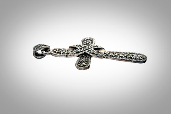 sterling silver cross with marcasite - image 5