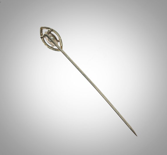 Art Deco 14k white and yellow stick pin with yell… - image 5