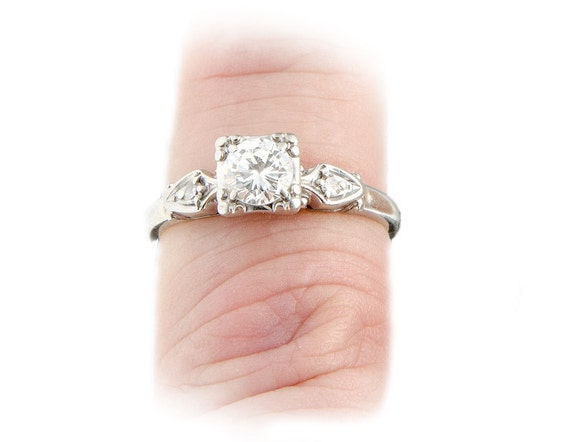 Mid-Century diamond ring 18k white gold .55 carat - image 5
