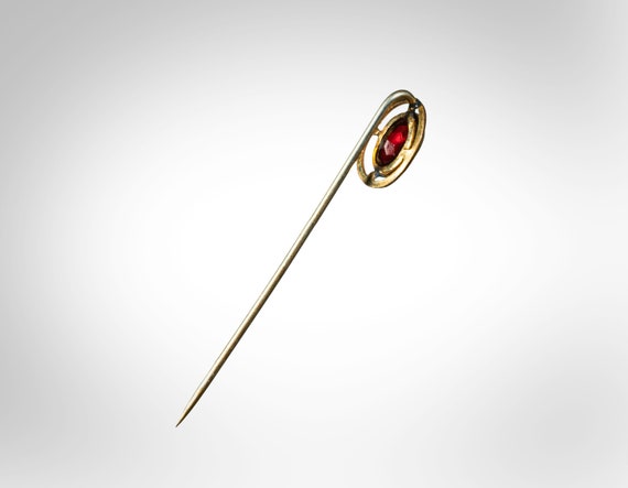 Antique stick pin faux dragon breath opal cabochon - image 5