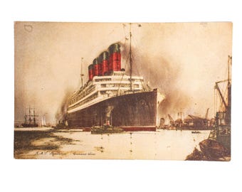 RMS Aquitania Cunard Line postcard unused