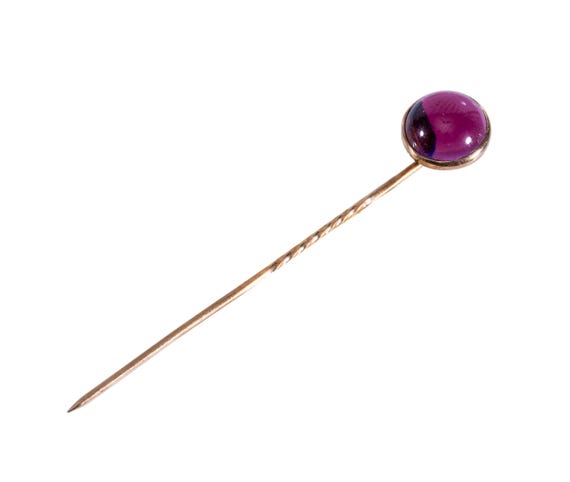 14k red tourmaline cabochon stick pin