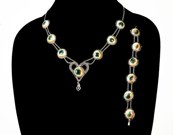 sterling filigree & opercula necklace and bracele… - image 1