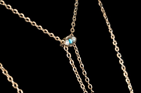 Victorian 14k Slide & Gold Filled Chain With Turquoise Pearl