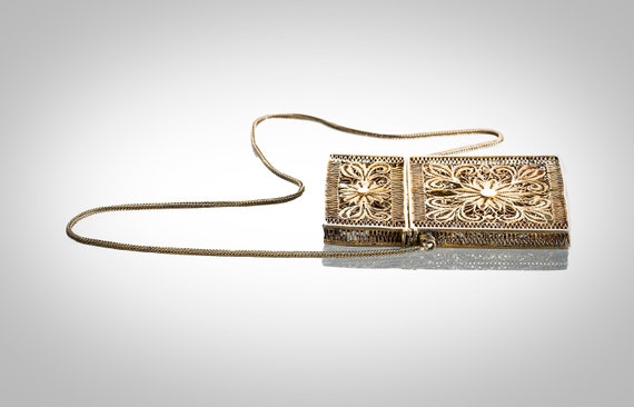 Chinese gilt silver filigree calling card case wi… - image 4