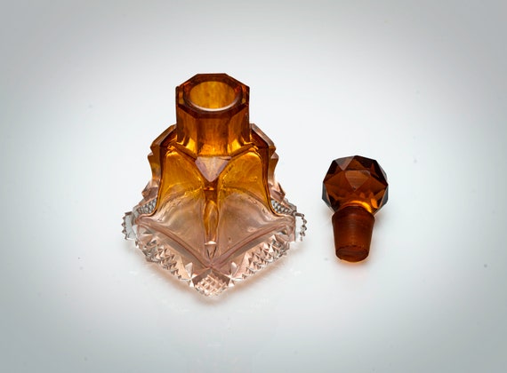 Bohemian cut glass perfume royal citrine color - image 5