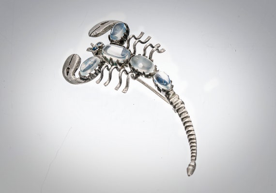 blue moonstones sterling scorpion pin - image 2