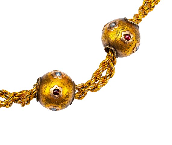 Victorian double chain sphere slides Albert watch… - image 3