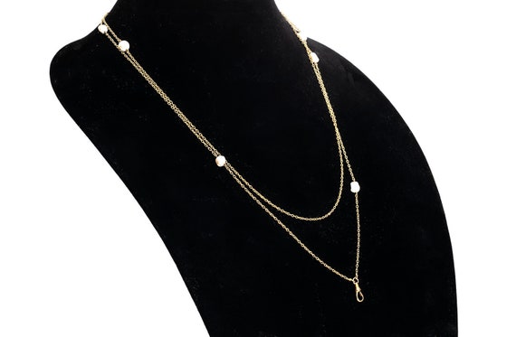 14k & baroque pearls Victorian 50" necklace - image 1