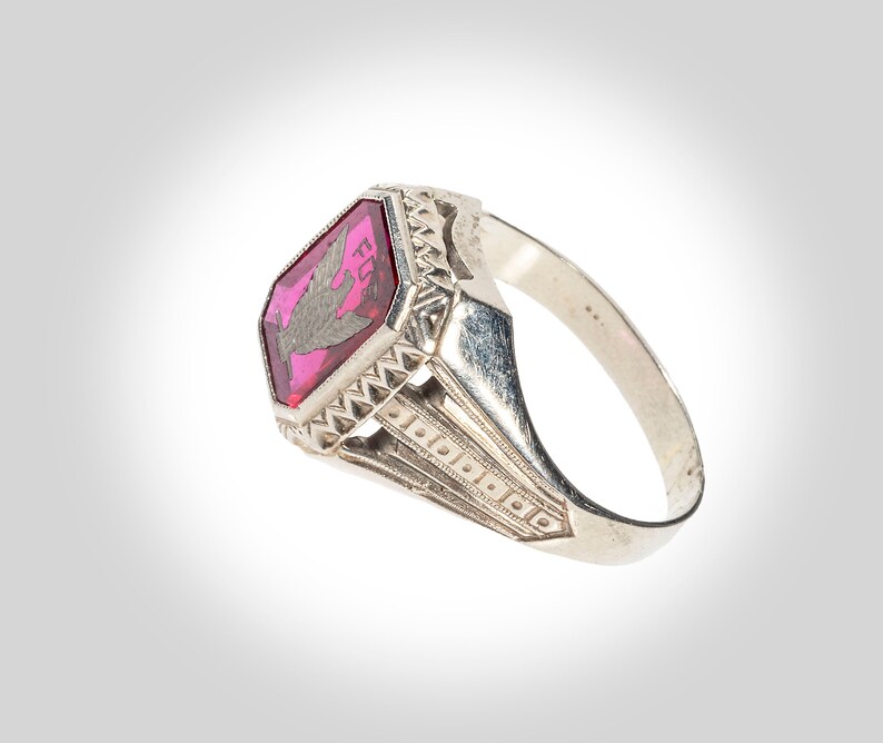 Art Deco 10k & Ruby Fraternal Order of Eagles FOE Signet Ring | Etsy