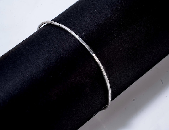 sterling bangle with hammered pattern - image 1