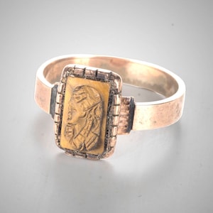 Victorian tiger eye cameo ring 14k